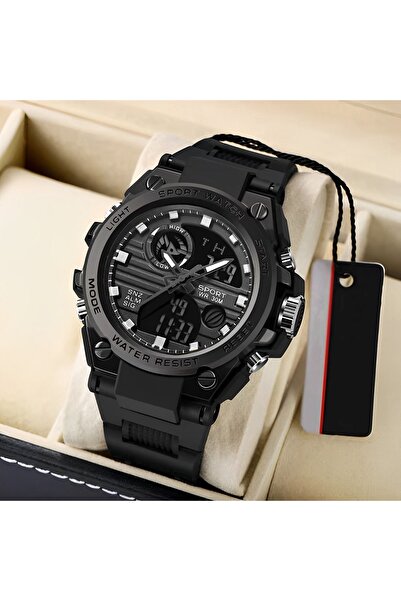 Choice1 black New Electronic Watch with Night Light Dual Display Multifunctio...