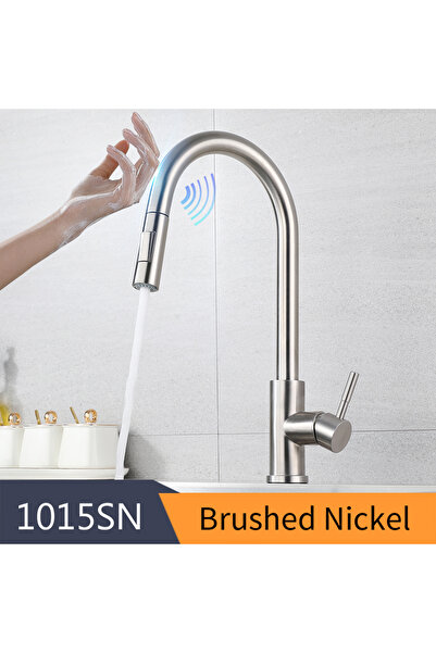 Choice G3/8 1015-Brush Nickel Smart Touch Kitchen Faucets Crane For Sensor Ki...