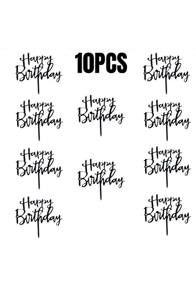 Choice Black 10PCS 10/20Pcs Gold Black Happy Birthday Cake Topper DIY Acrylic...