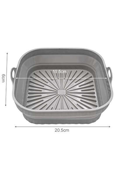 Choice Gray Square Foldable Air Fryer Silicone Liners Reusable Silicone Air F...
