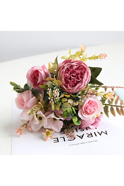 Choice4 Pink Peonies Rose Artificial Flowers Autumn Fake Peony Silk Hydrangea...