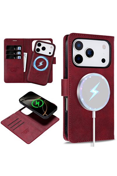 Choice24 iPhone17 Pro Red MagSafe leather Case for IPhone 17 Air 16 Promax 15...