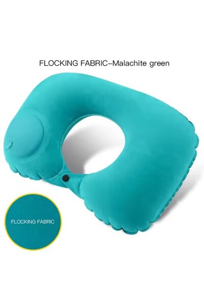 Choice Malachite green U-Shaped Inflatable Travel Pillow Portable Air Neck Su...