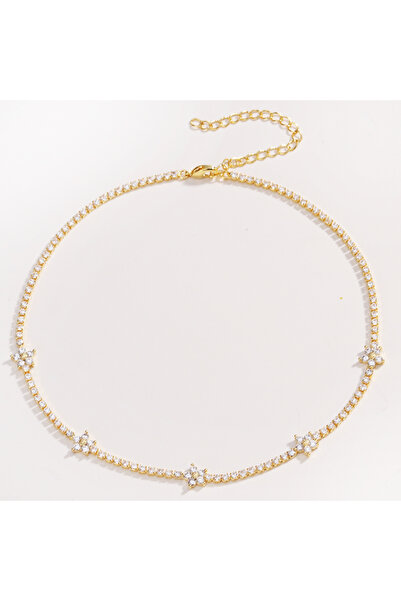 Choice white neck gold Colorful Cubic Zirconia Flowers Baguette Tennis Chain ...