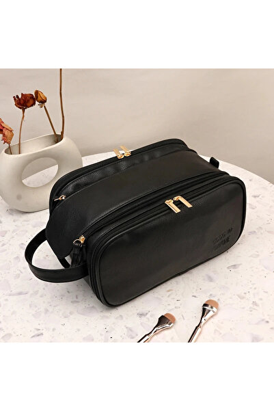 Choice Black Multifunctional Makeup Bag For Women PU Leather Large Capacity P...
