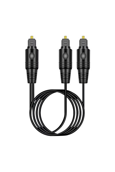Choice 1.5m Black Digital Optical Audio Splitter 1 in 2 Out Toslink Fiber Opt...