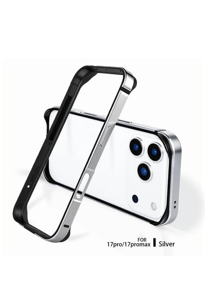 Choice6 iPhone17 Pro Max Silver Slim Light Metal Bumper Case for IPhone 17 Pr...