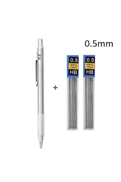 Choice16 2Pc 0.5mm Pencil Full Metal Mechanical Pencil Set 0.3mm 0.5mm 0.7mm ...