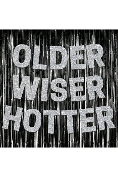 Choice grey 1set Wiser Hotter Flash Banner Fun Birthday Banner,Older Wiser Ho...