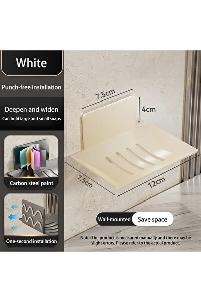Choice White 1pc Black Carbon Steel Soap Box, Non Perforated Wall Mounted Bat...