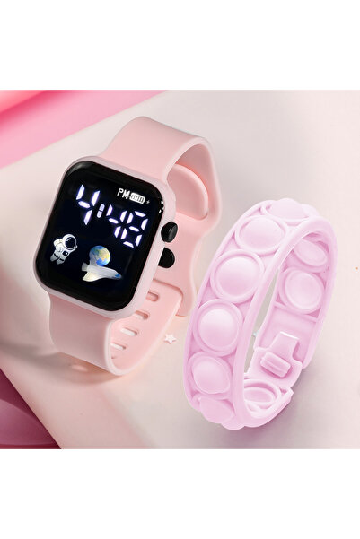 Choice All Pink 2PCS Children's Smart Watch Bracelet Simple and Fashionable S...