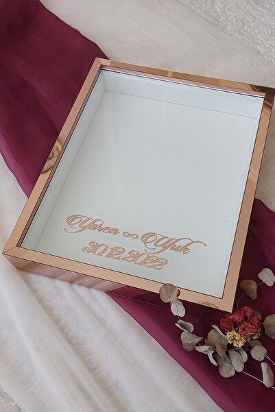 Verda Çerçeve 40x50 Cm Rosegold Pleksi Kaplı Ledsiz Derin Gül Anı Çerçevesi! ...