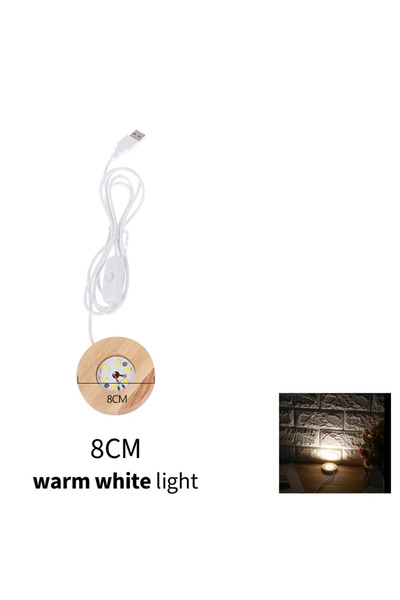 Choice warm white light-8cm 1PCS Wood Desktop Decorative Lights Base Night Li...