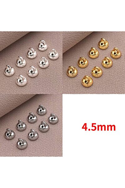 Choice8 silvery 4.5mm 10pcs 18K Gold Plated Brass End Cap For Jewelry Making ...