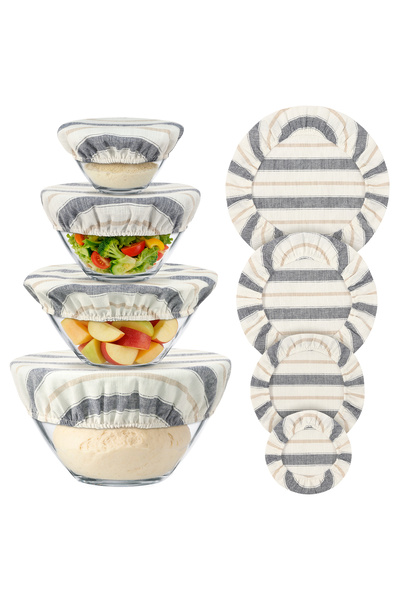 Choice1 gray 4pcs stripe 3/4Pcs Sourdough Bowl Covers Cloth Bowl Covers Set C...