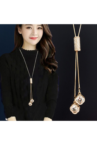 Choice Gold-color Fashion Necklaces Crystal Jewelry Clover Leaves Necklace Pe...