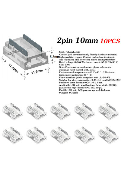 choice2 10PCS 2pin 10mm 5mm 8mm 10mm 2pin COB LED Strip Connector Tape Lights...