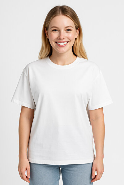 İpek Tekstil %100 Pamuk KADIN BASİC T-Shirt Düzrenk Penye Bisiklet Yaka