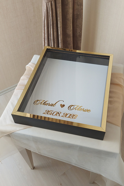 Verda Çerçeve 40x50 cm crno-zlatni Koža n LED-bez LED ruža memorijalni okvir!...
