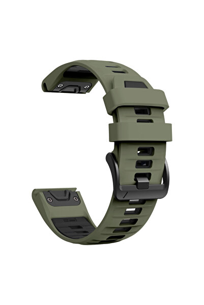 Choice35 1PCS QuickFit 22mm Army Green Black Sport Silicone Strap for Fenix 8...