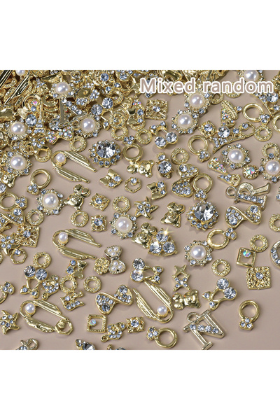 Choice JE1364-Mix2 50Pcs 3D Random Luxury Nail Charms Mixed Alloy Bowknot/But...