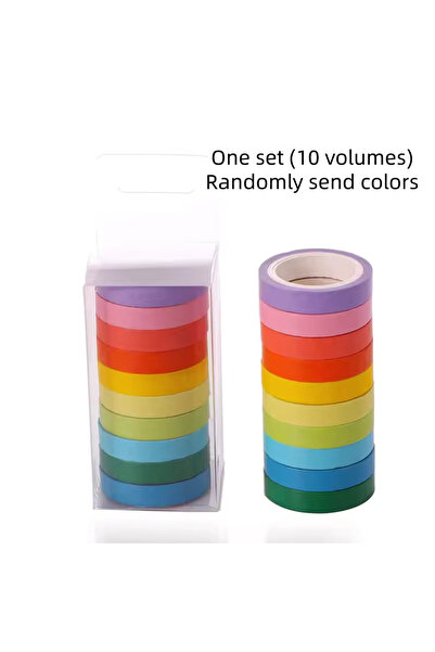 Choice WHITE 10 Roll Candy Color Tape Set Solid Color Cute And Easy To Tear P...