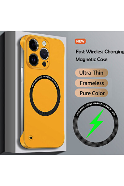 Choice iPhone 13 mini Yellow Luxury Ultra Slim Magnetic Frameless Solid Color...