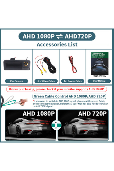 Choice 12 فولت AHD 1080P-AHD 720P AHD 1080P 170 °   كاميرا الرؤية الخلفية للس...