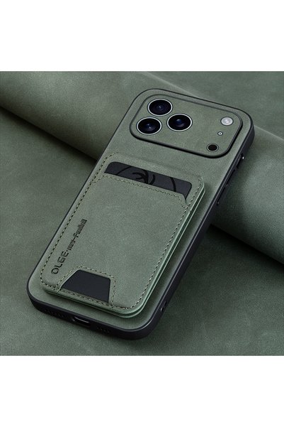 Choice86 iPhone 18 Pro Max Green Luxury Synthetic Leather Card Bag Holder Cas...