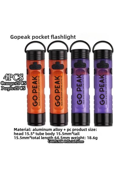 Choice 4PCS-2Orange 2Purple GOPEAK Pocket Mini Flashlight Outdoor Key Clip Ca...