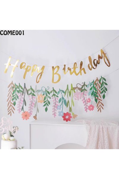 Choice None Gold Birthday-Flower Jungle Forest Theme Flower Garland Banner Cl...