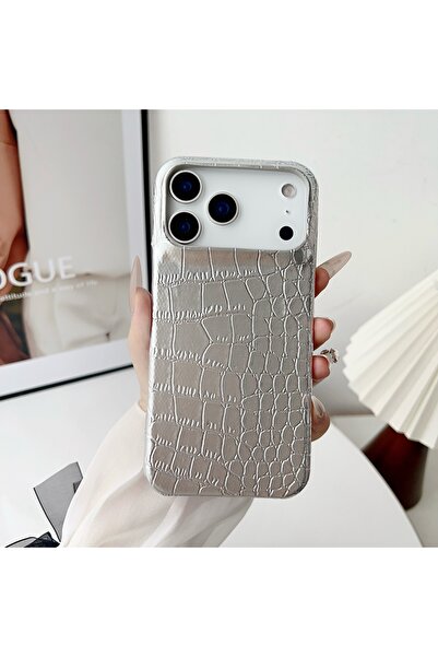 Choice iPhone17 Pro Max Artificial leather Silver Advanced Solid Color Glossy...