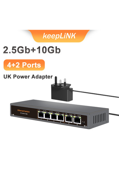 choice2 Switch with UK Plug KeepLiNK 6-Port Multi-Gigabit Unmanaged Network S...