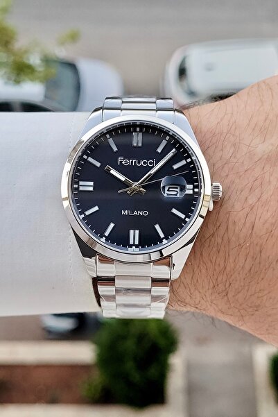 Ferrucci Dial in Navy Blue, Strap in Metallic Color, 2 Years Warranty, 40 mm ...