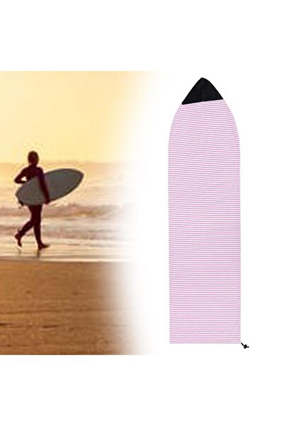 Choice 180cmx50cm Pink Striped Pattern Surfboard Sock Cover with Drawstring C...