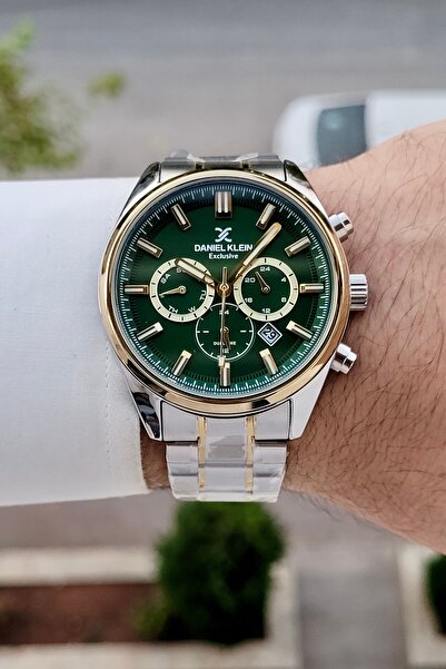 Daniel Klein Green Dial, Gold Metallic Color Strap, 2 Year Warranty, 44 mm Me...