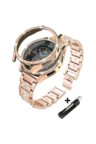 Choice Galaxy watch4 40mm Rose gold Metal Strap+Case for Watch7 6 5 4 40mm 44...