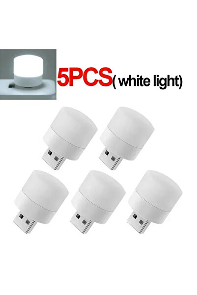Choice 5 قطع - مصابيح طاولة LED بيضاء مزودة بمنفذ USB وإضاءة ليلية صغيرة لقرا...