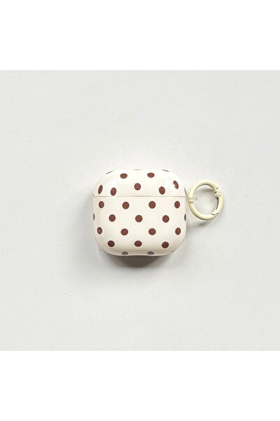 Choice29 for AirPods 4 Beige Simple Fashion White Polka Dot Pattern Black Glo...
