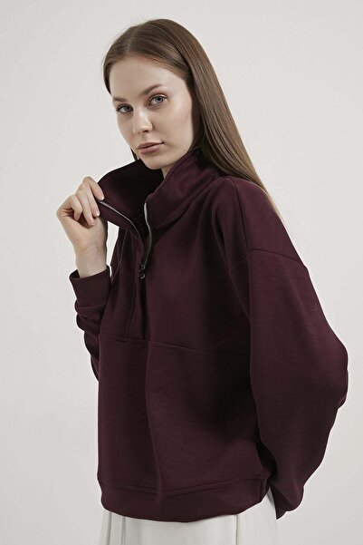 Arma Life ARMALIFE 1703 PREMIUM MODAL DİK YAKA FERMUAR DETAYLI KADIN SWEATSHIRT