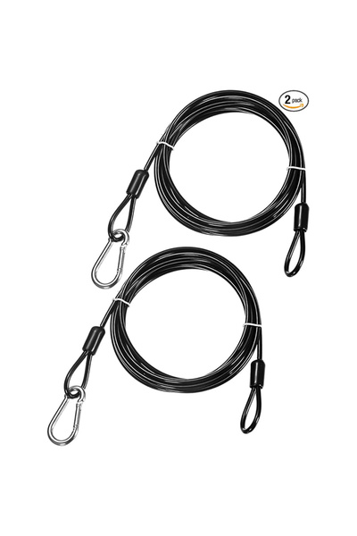 Choice4 2.5mm 1M black Security Cable with Hooks and Loops [2Pcs] - 1m Stainl...