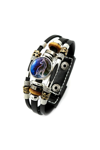 Choice Capricorn 12 Constellation Leather Bracelet Zodiac Sign Glass Snap But...
