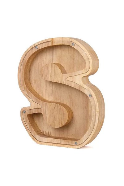 Choice15 S 26 Letters English Piggy Bank Wooden Coin Money Saving Box Jar Coi...