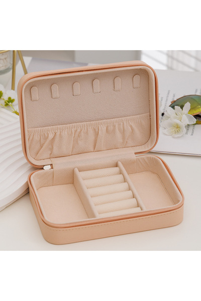 Choice5 16x11x5cm light pink Fashion Women Portable Travel Jewelry Box PU Lea...