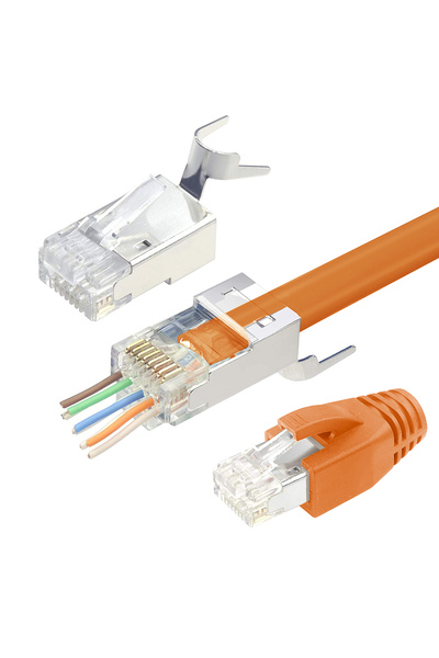 Choice4 10PCS Orange ZOERAX 10/30/50PCS Cat7 Cat6A RJ45 Shielded Pass Through...