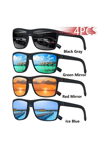 Choice1 BlGray-Gren-Red-Blue 4PCS Fashion Eyewear Vintage Check Pattern Sungl...