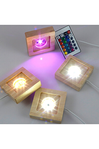 Choice6 Remote Control 7CM-slot 5.2CM 7 Color Light Square LED Lights Wooden ...