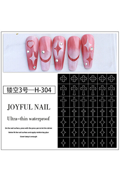 Choice H304 Hollow French Nail Art Sticker V-shaped Pattern Classic French Bo...