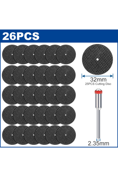 Choice1 26pcs 3mm XCAN 32mm Abrasive Cutting Disc Set With Mandrels Grinding ...