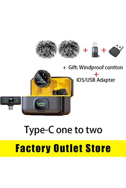 Choice4 Type-C-IOS-PC 1to2 Wireless Lavalier Bluetooth Microphone Portable Au...